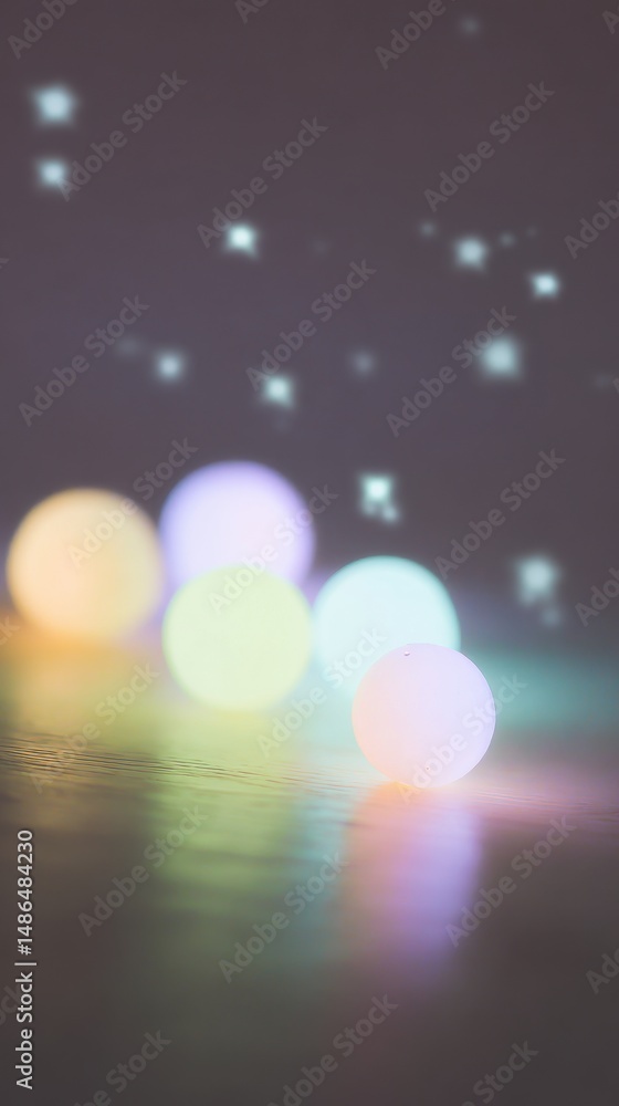 Poster soft glowing orbs of light in a dreamlike background, creating a serene and magical atmosphere for a