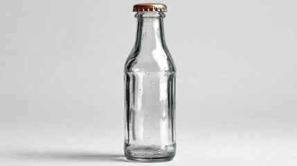 Empty Glass Bottle with Metallic Cap on a Neutral Background for Product Photography and Design