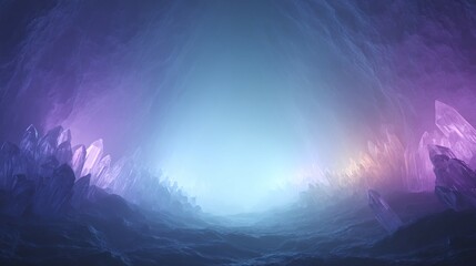 Obraz premium Abstract cave or tunnel with blue and purple light illuminating the scene.