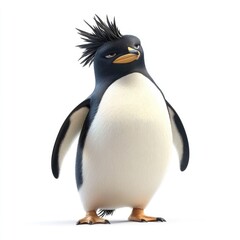 Naklejka premium Digital illustration of a cartoon penguin.