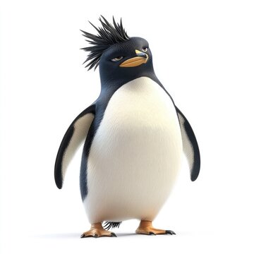 Naklejki Digital illustration of a cartoon penguin.