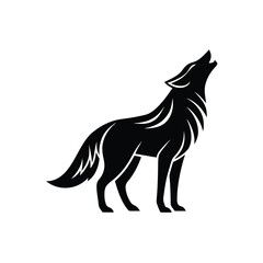 Obraz premium Majestic howling wolf silhouette wild animal design