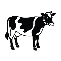 Black and white cow farm animal illustration