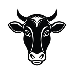 Black and white cow head farm animal icon