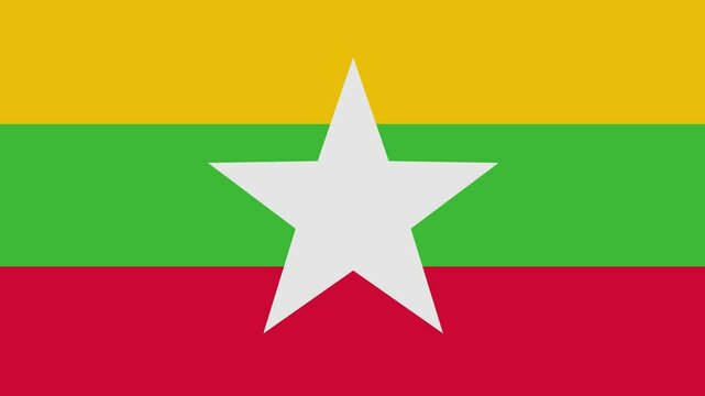 burma flag with animated light sweep