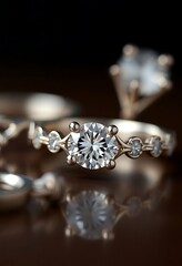 close up of a diamond ring on a table