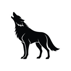 Majestic wolf silhouette howling at the moon