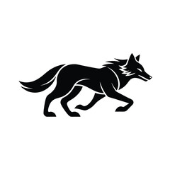 Running wolf silhouette vector graphic design