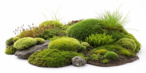a variety of moss,whitebackground