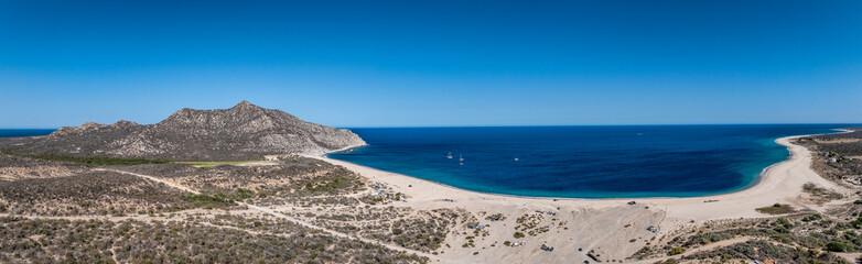 panoramic aerial landscape view of Los Frailes Beach and Bay Area,  a hidden gem and tranquil...