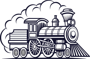 Moving Retro Steam Locomotive SVG | Vintage Train Vector Clipart for Cricut & Design Projects
