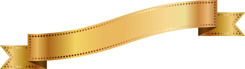 Sharp metal cut the vector film strip with gold ribbon on a white background