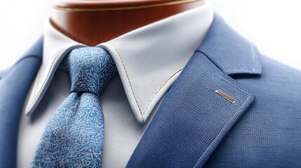 Elegant Blue Suit and Tie Displayed on a Mannequin Perfect for Business and Formal Wear Photog