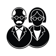Senior couple icon black silhouette elderly people