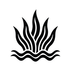 Abstract black and white water plants design