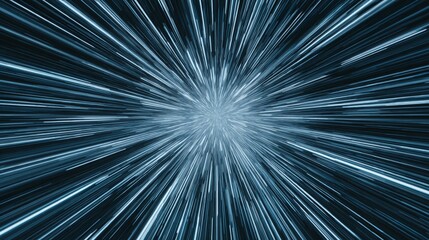Blue light streaks radiating from a central point creating a sense of speed.