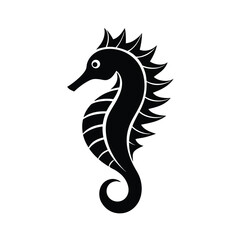 Elegant black seahorse silhouette ocean animal design