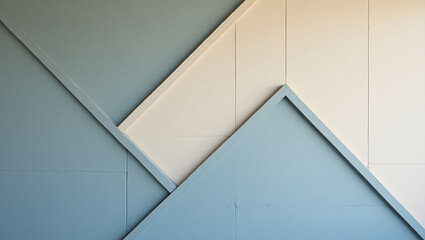 Obraz premium Blue and beige geometric wall design