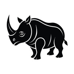 Powerful black rhinoceros silhouette wildlife animal