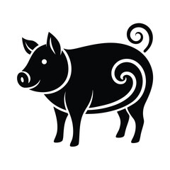 Stylized pig silhouette farm animal design
