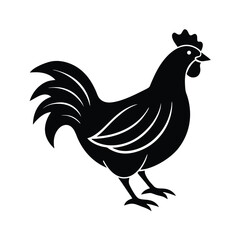 Black silhouetted rooster farm animal icon