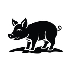 Happy little piglet farm animal silhouette