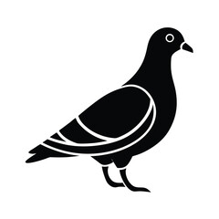 Elegant black silhouette pigeon bird icon design