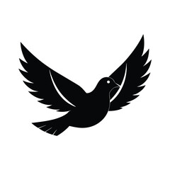 Black silhouette dove flying peace symbol