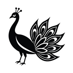 Elegant black peacock silhouette bird design