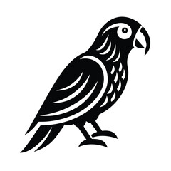 Stylized black parrot bird graphic design illustration