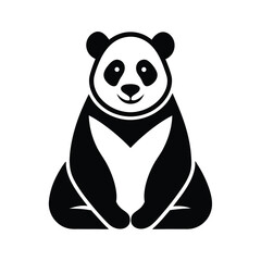 Adorable panda bear sitting cartoon illustration
