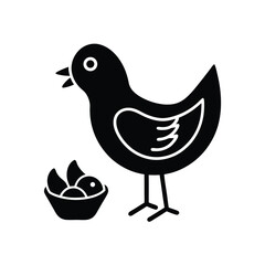 Mother bird and nest of eggs simple illustration