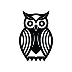 Stylized owl geometric bird black and white design