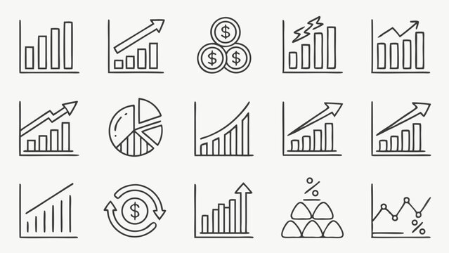 Increase and Decrease Stroke icon collections. Containing Increase, Decrease, Growth, Fall, up, down icons. Editable Stroke icon collections.

