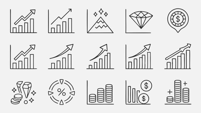 Increase and Decrease Stroke icon collections. Containing Increase, Decrease, Growth, Fall, up, down icons. Editable Stroke icon collections.
