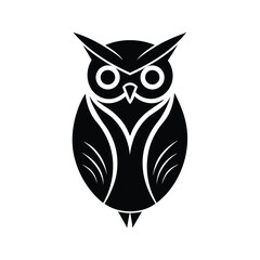 Majestic black owl silhouette bird design