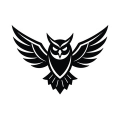 Obraz premium Majestic owl soaring wings spread black silhouette