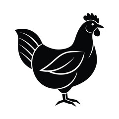 Elegant black silhouette of a hen farm animal