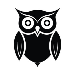 Simple black owl silhouette bird design icon