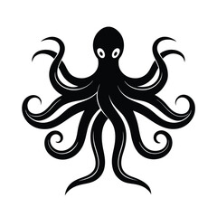Elegant black octopus design ocean creature illustration