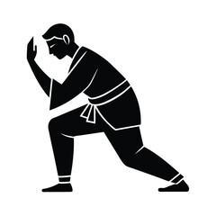 Martial arts silhouette strong pose powerful fighter