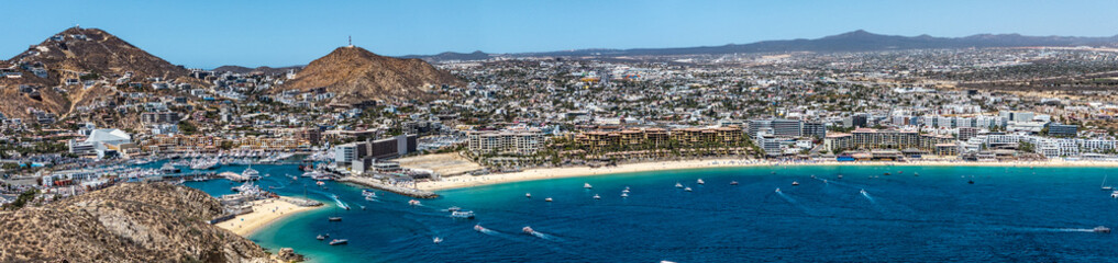 panoramic aerial landscape view of  area around Marina in Cabo San Lucas, Mexico, located in Cabo...