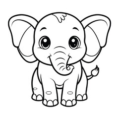 Naklejka premium Cute Baby Elephant Coloring Page: Free Printable Coloring Page