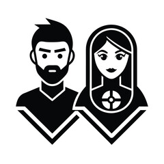 Couple avatar icons man woman profile pictures