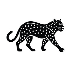 Elegant black leopard silhouette walking design