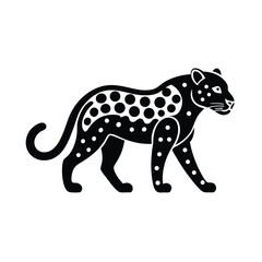 Elegant black leopard silhouette tribal art design