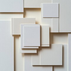 Layered hand-cut paper squares creating soft shadows in an artistic composition with space for text