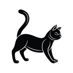 Elegant black cat silhouette standing profile