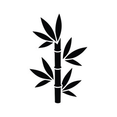 Black silhouette bamboo plant simple design