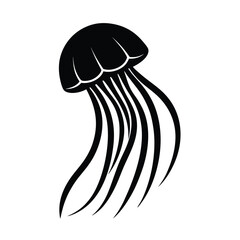 Naklejka premium Elegant black silhouette of a jellyfish ocean animal